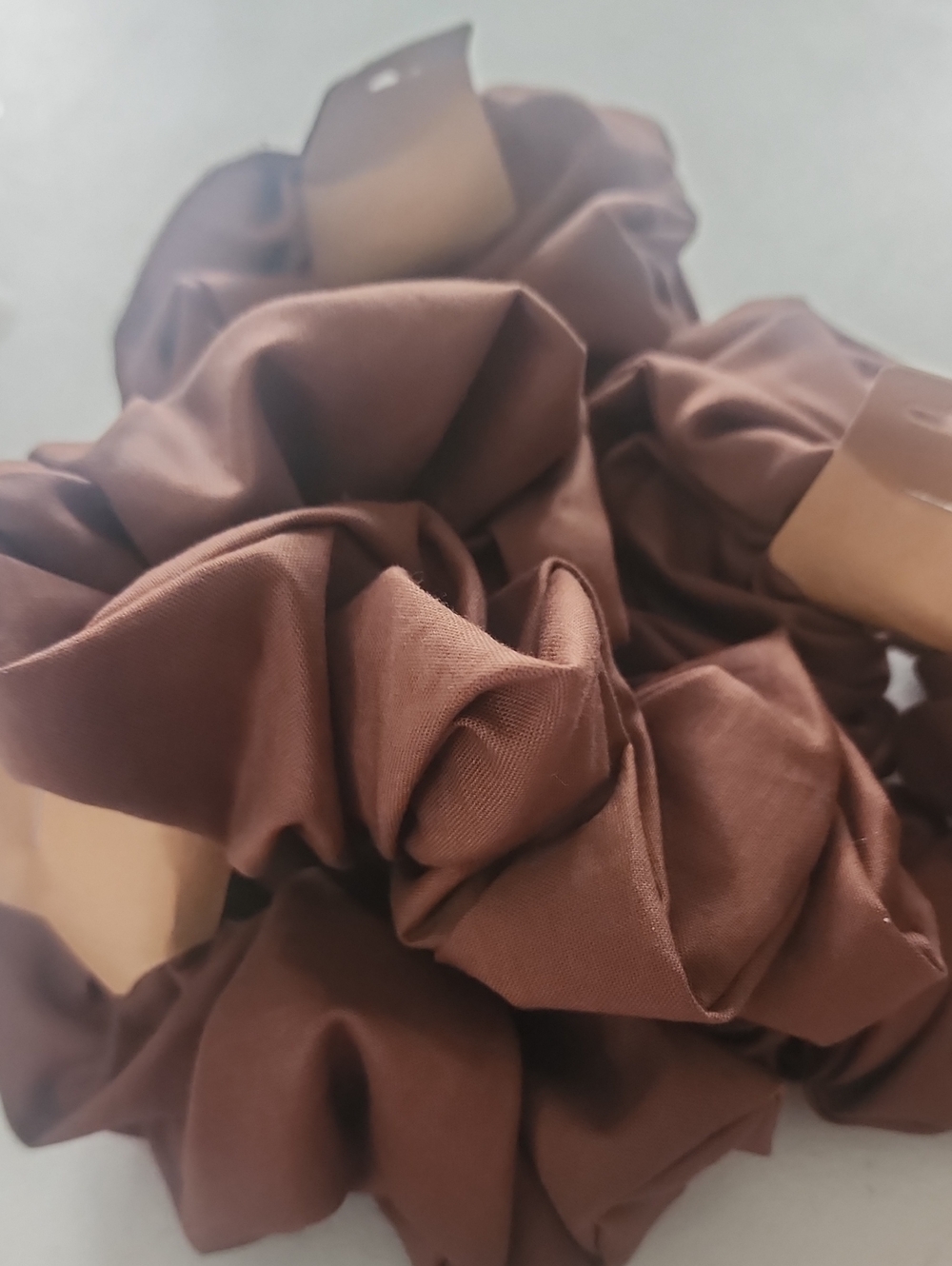 Satin Brown Hair Scrunchies - Set of Plush Scrunchies